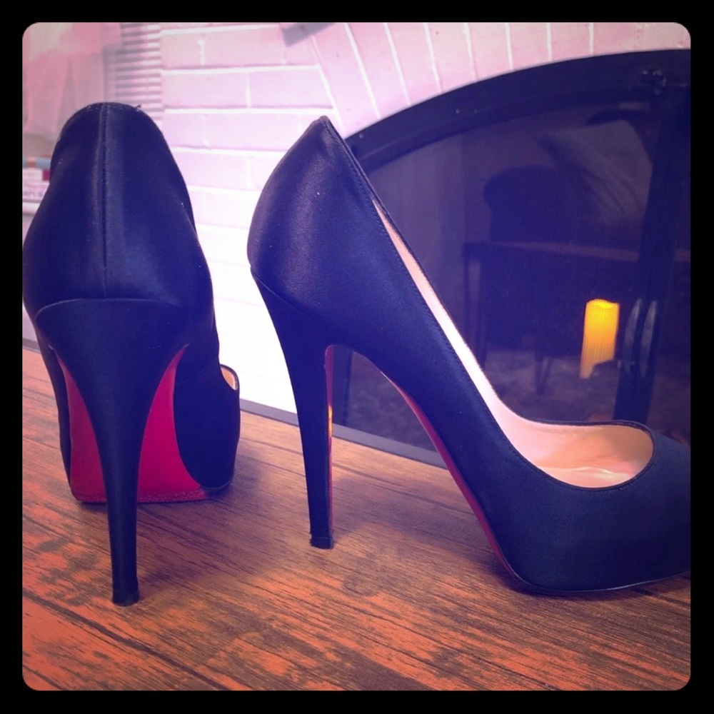 Christian Louboutin Satin Lady Peep Pumps